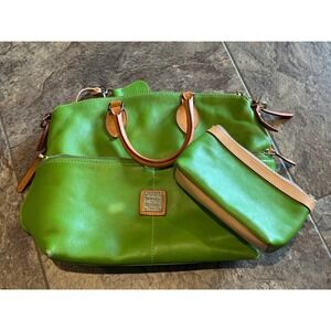 Dooney & Bourke Satchel Handbag‎ Green Leather Top Handle Zip Pocket Designer